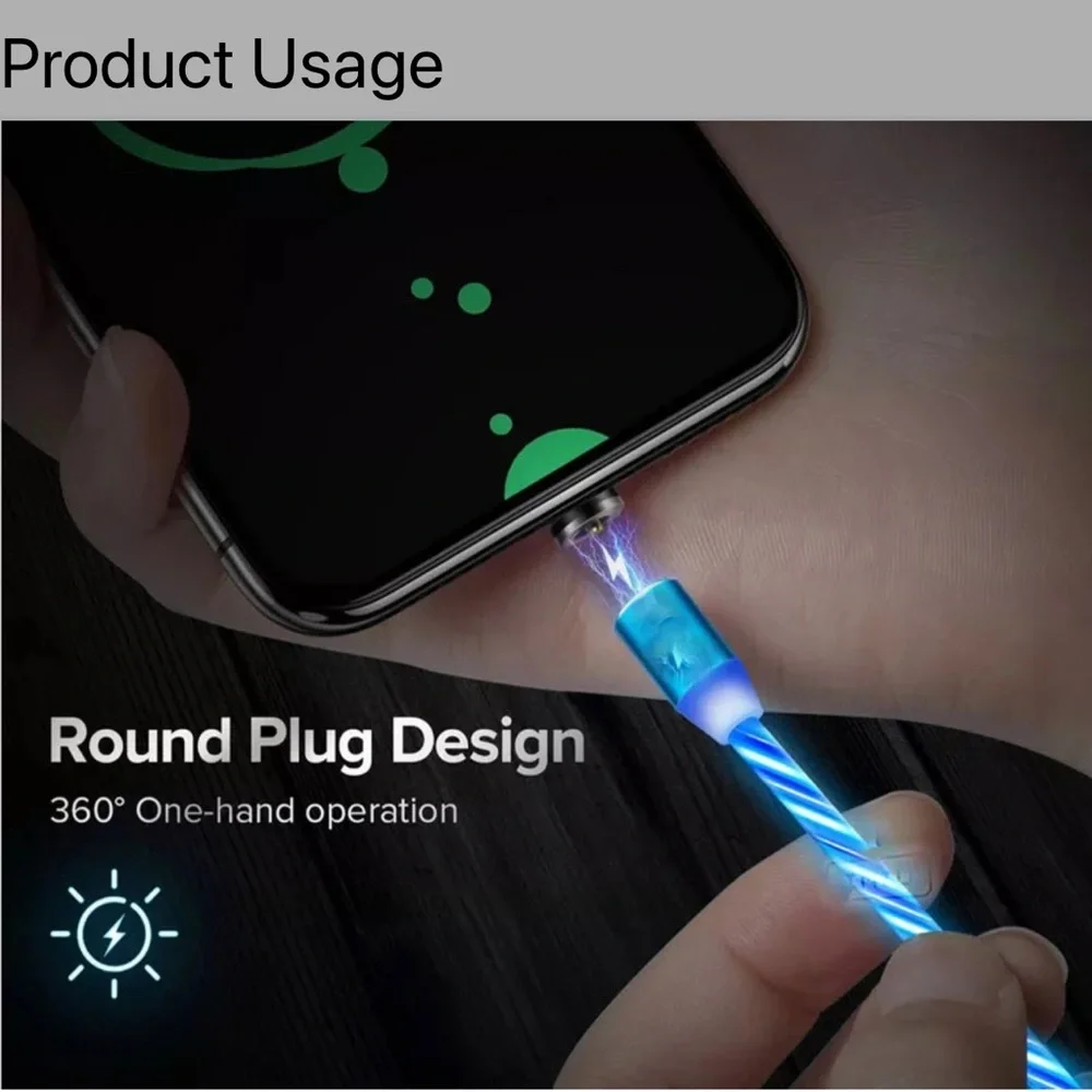 3 in 1 luminous magnetic charging cable